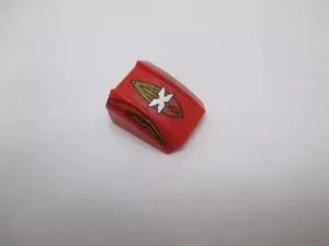 Lego Sklon zakřivený 2 × 2 s okraji s potiskem červená (30602)